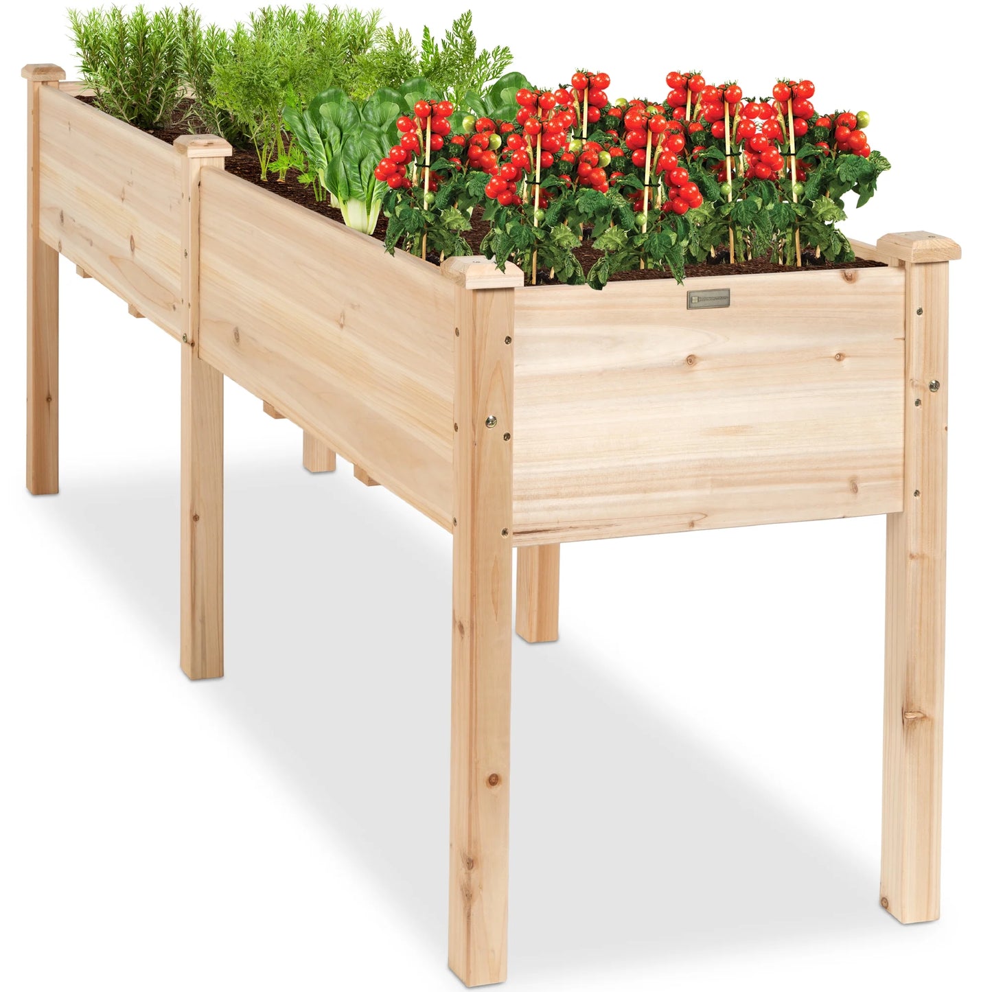 Best Choice Products 72x24x30in Raised Garden Bed, Elevated Wood Planter Box for Patio w/Divider Panel - Gray