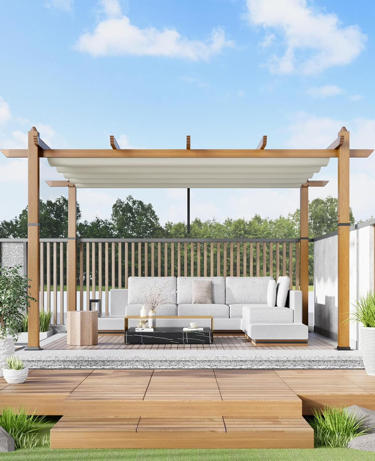 Outdoor Pergola with Adjustable Roof,Modern Metal Patio Aluminum Pergola,Reinforced Frame Outdoor Shelter with Sun Shade Canopy,Shade Cover for Garden,Backyard and Deck