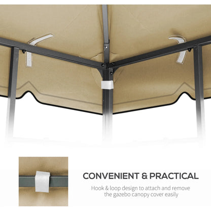 10x10 Ft Outdoor Patio Gazebo Replacement Canopy Double Tiered Gazebo Tent Roof Top Cover Only Greatwall border Frame Not Include-Tan