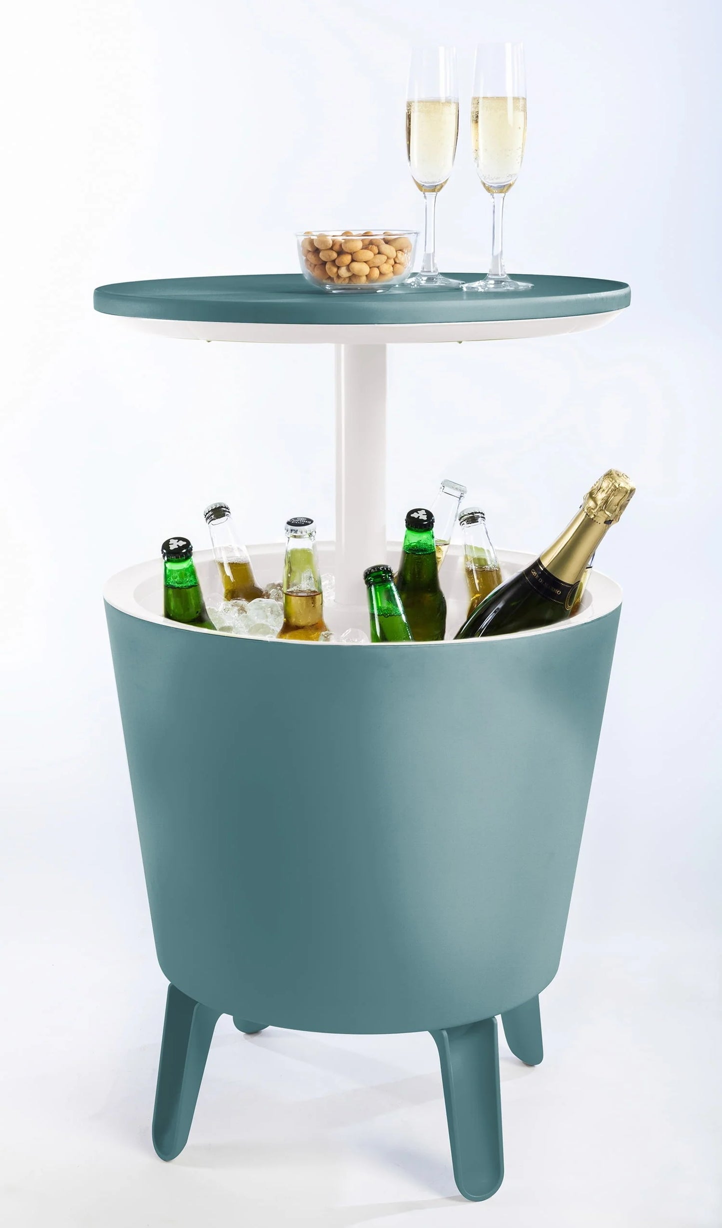 Keter Modern Cool Bar and Side Table, Outdoor Patio Furniture with 7.5 Gallon Beer and Wine Cooler, Teal