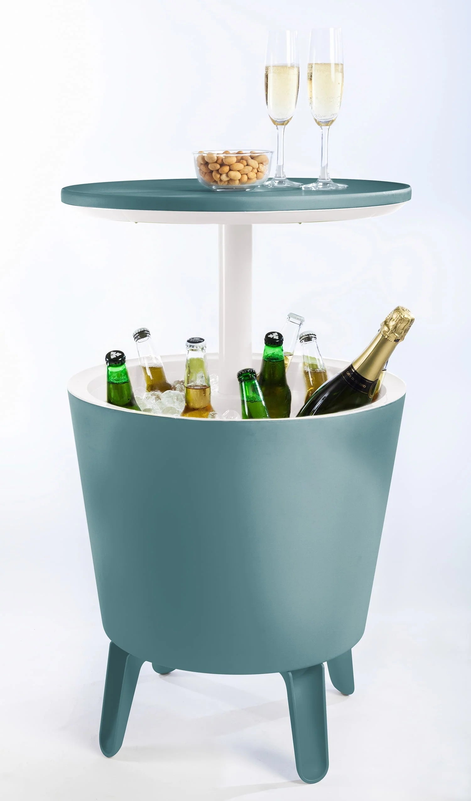 Keter Modern Cool Bar and Side Table, Outdoor Patio Furniture with 7.5 Gallon Beer and Wine Cooler, Teal