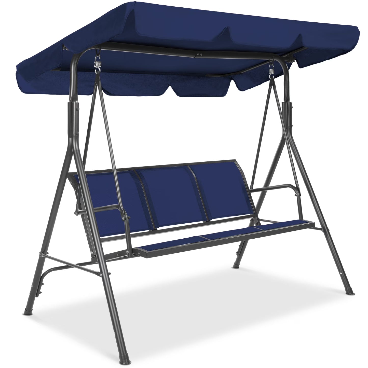 Best Choice Products 2-Seater Outdoor Adjustable Canopy Swing Glider Patio Bench w/Textilene, Steel Frame - Brown
