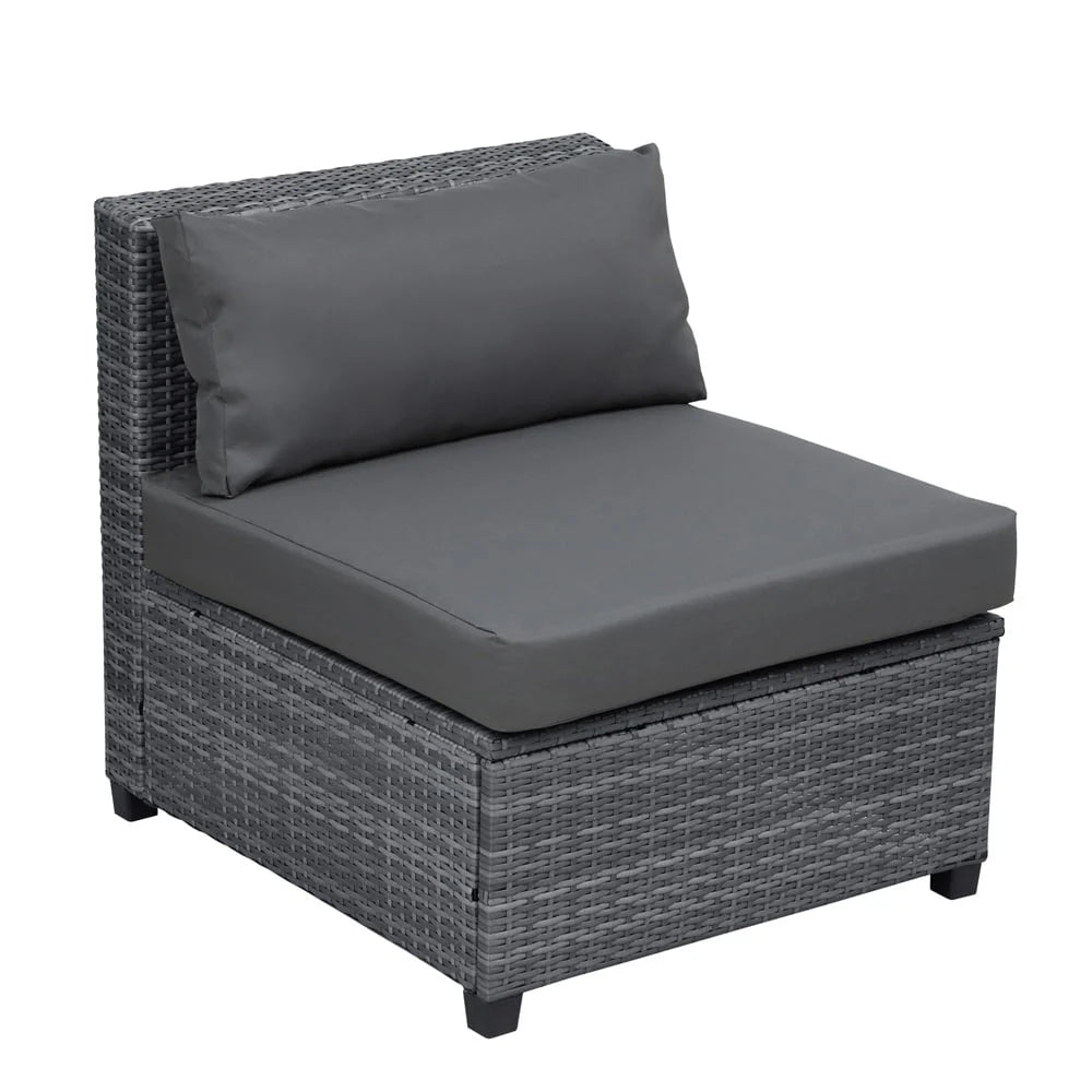 8 Piece Patio Outdoor Furniture Set, PE Rattan Sectional Sofa Set with 2 Tea Tables, Ottoman & Washable Cushions, All-Weather Wicker Conversation Couch Set for Patio, Deck, Garden, Backyard, K2460