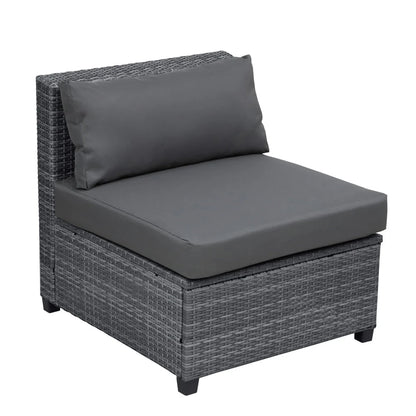 8 Piece Patio Outdoor Furniture Set, PE Rattan Sectional Sofa Set with 2 Tea Tables, Ottoman & Washable Cushions, All-Weather Wicker Conversation Couch Set for Patio, Deck, Garden, Backyard, K2460