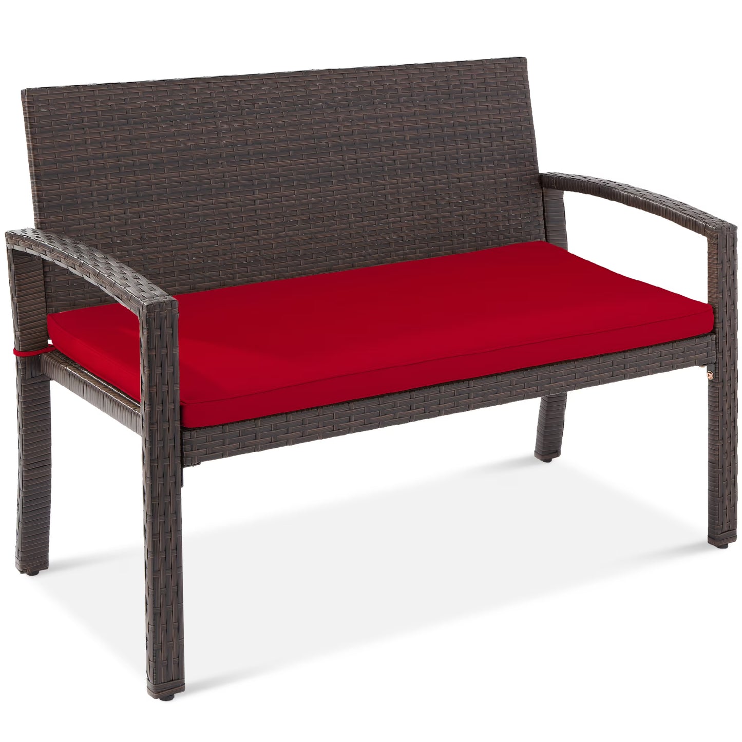 Best Choice Products 2-Person Outdoor Wicker Bench Garden Patio Porch Furniture w/700lb Capacity - Gray/Navy