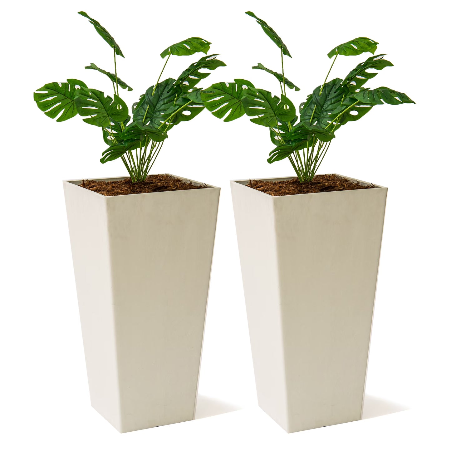 XBrand Modern 30-Inch Tall Square Planter, Modern Tapered Planter Perfect for Indoor & Outdoor Planter, Patio Décor, Black