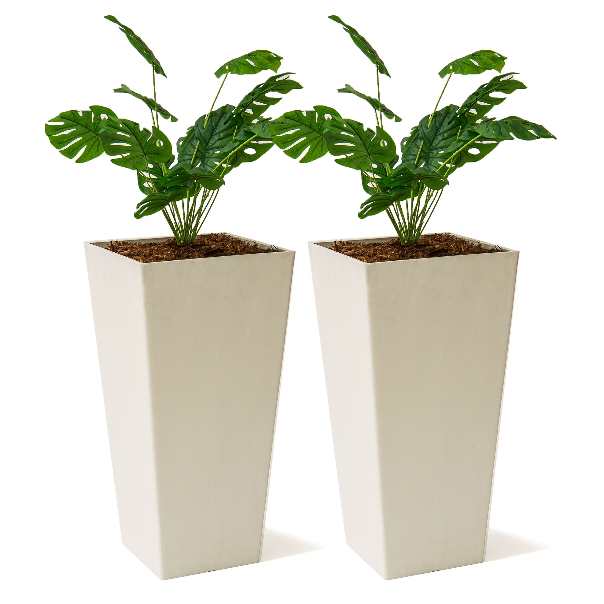 XBrand Modern 30-Inch Tall Square Planter, Modern Tapered Planter Perfect for Indoor & Outdoor Planter, Patio Décor, Black