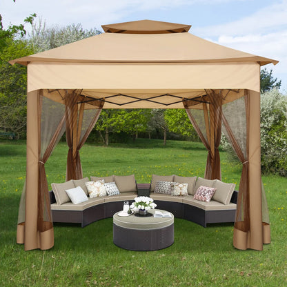 SANOPY 11 x 11 ft Outdoor Patio Gazebo with Ventilated Double Roof and Mosquito Net, Pop up Steel Canopy for Patios, Backyard, Garden and Beach