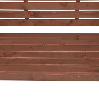 6.8FT Wooden Arch with Bench for 2 People, Garden Arbor Trellis for Climbing Plant, Outdoor Garden Lawn Backyard Patio Decor, Dark Brown