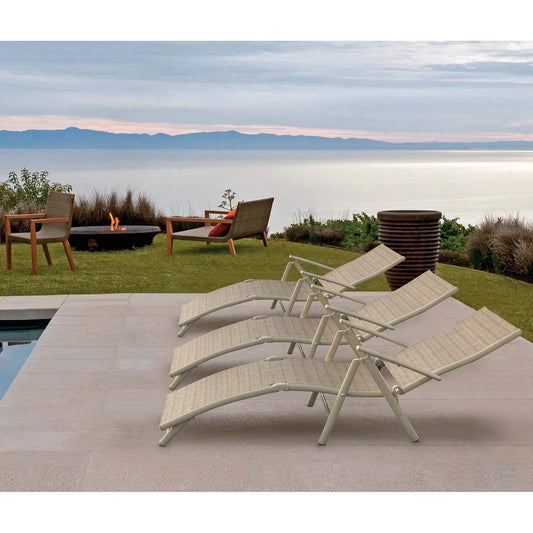 Devoko Patio Outdoor Chaise Lounge Chairs Pool Side Textilene Folding Recliner Adjustable Lounge Chair Set of 2, Beige