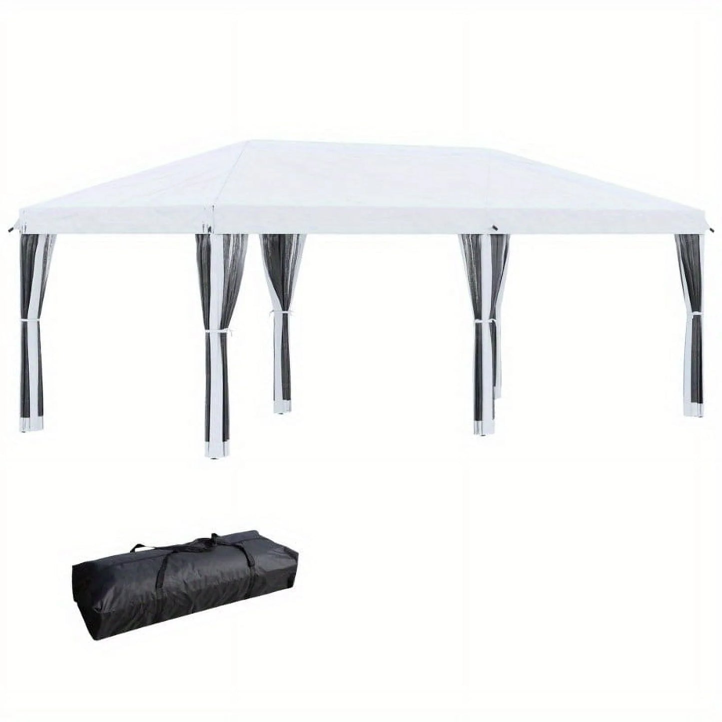 Zateety 10' X 20' Pop Up Canopy Tent with Netting, Heavy Duty Instant Sun Shelter, Large Tents for Parties with Carry Bag for Outdoor, Garden, Patio, Cream White