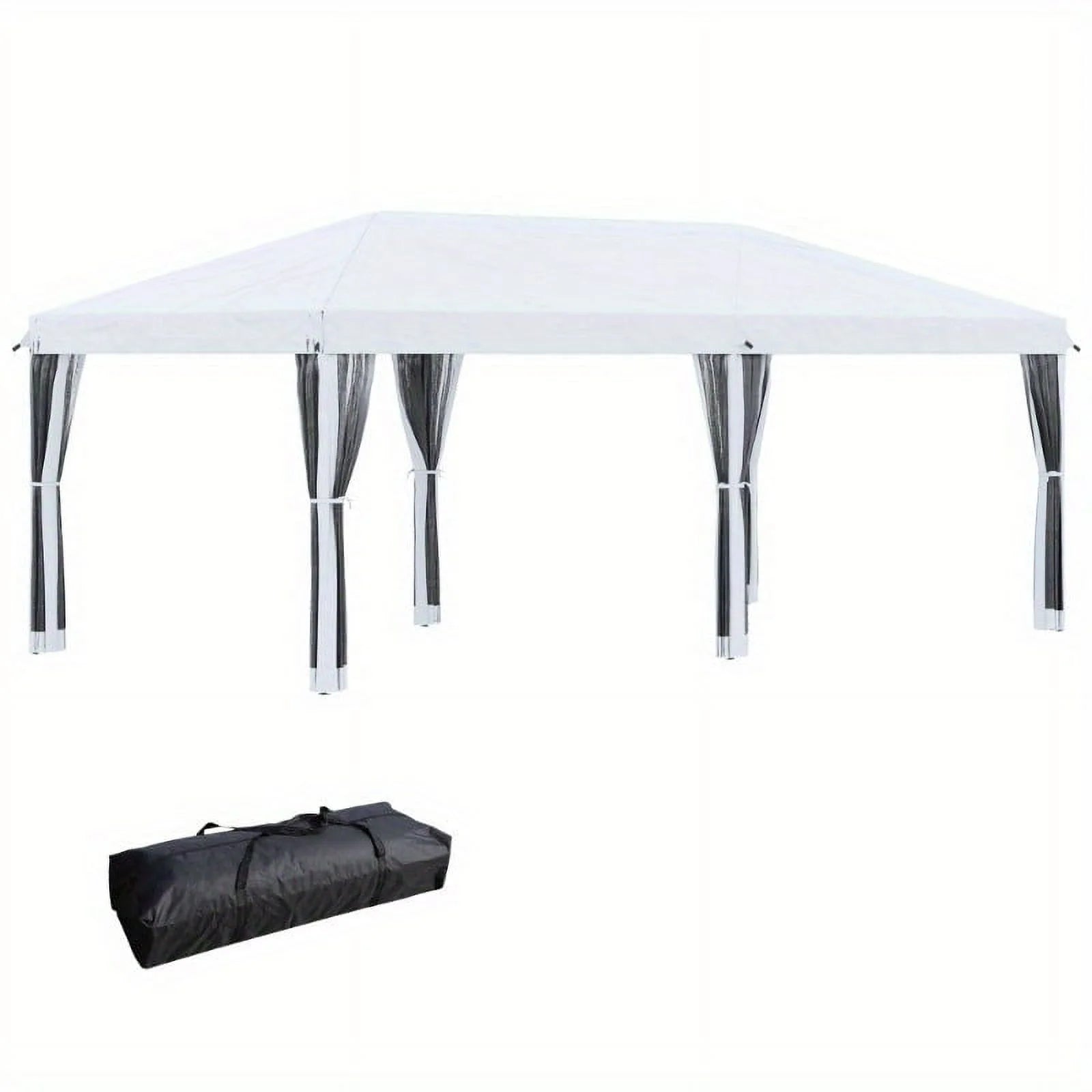 Zateety 10' X 20' Pop Up Canopy Tent with Netting, Heavy Duty Instant Sun Shelter, Large Tents for Parties with Carry Bag for Outdoor, Garden, Patio, Cream White