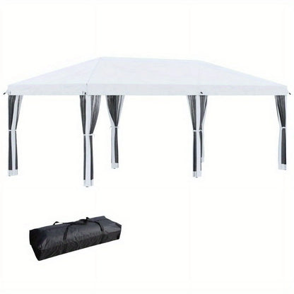 Zateety 10' X 20' Pop Up Canopy Tent with Netting, Heavy Duty Instant Sun Shelter, Large Tents for Parties with Carry Bag for Outdoor, Garden, Patio, Cream White