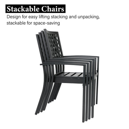 Sophia & William 7 Pieces Metal Patio Dining Set Outdoor Furniture Set with Umbrella Hole