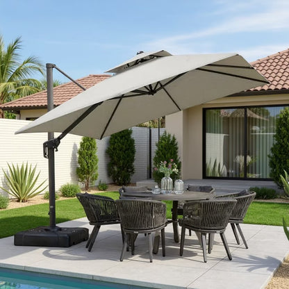 PURPLE LEAF Outdoor Cantilever Umbrella 10' X 13' Rectangle Umbrella Large Patio Umbrella Windproof Heavy Duty Hanging Offset Umbrella for Garden Outdoor Pool, Dark Grey