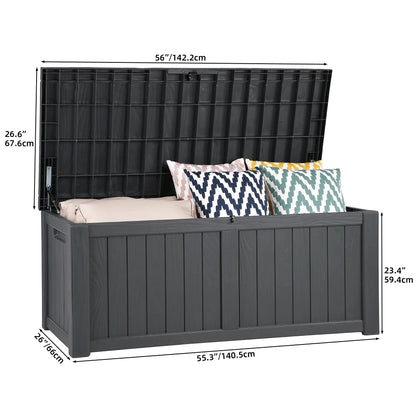 Dextrus Outdoor Storage Deck Box 120 Gallon - Large Resin Patio Storage for Outdoor Pillows, Garden Tools and Pool Supplies - Waterproof and Lockable (Dark Grey)