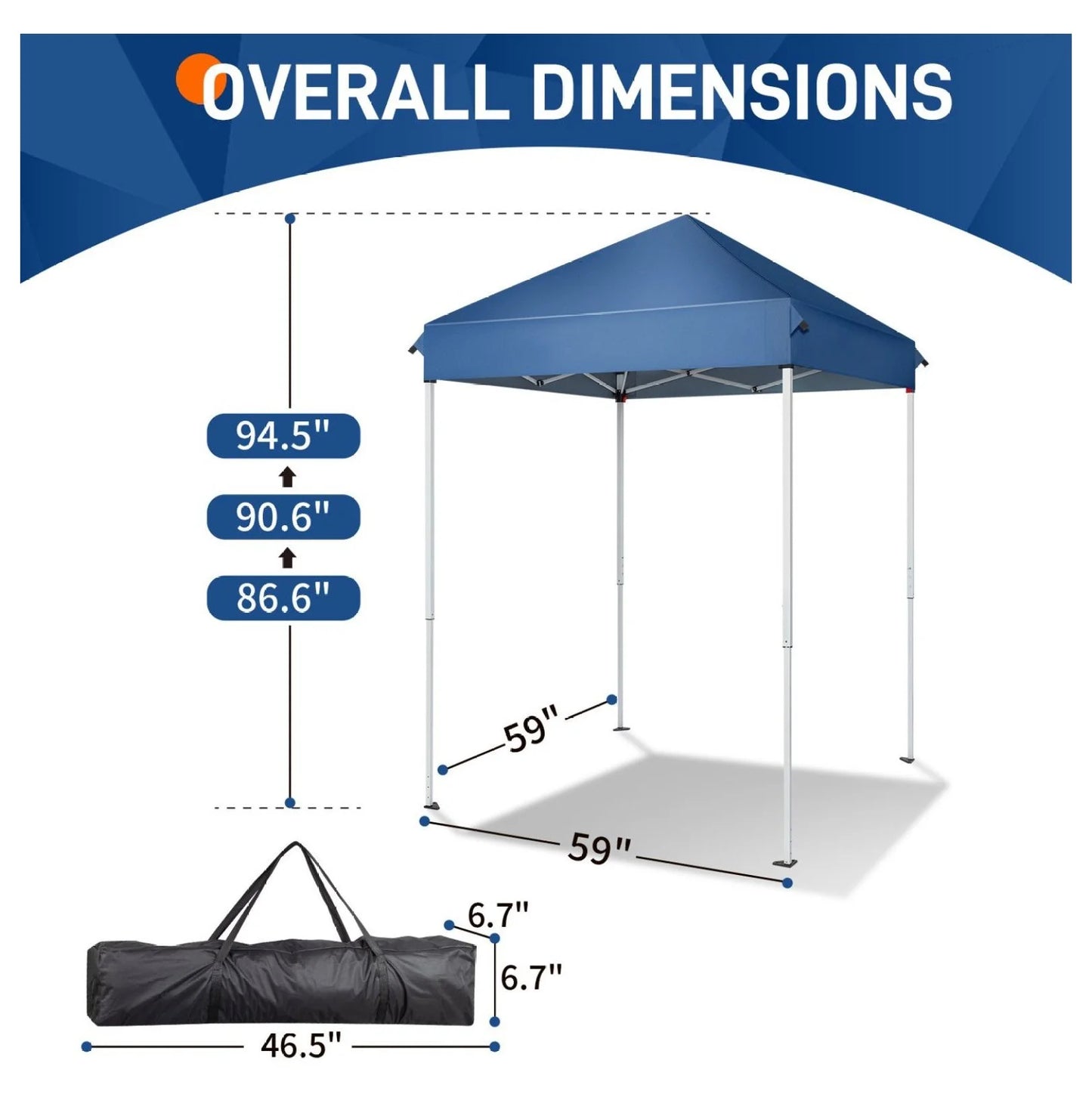 AetherLove 5x5 Pop Up Canopy Tent, Ez Up Outdoor Canopy Tent Instant Shelter with Carry Bag Straight Legs Patio Balcony Porch Backyard Garden,White