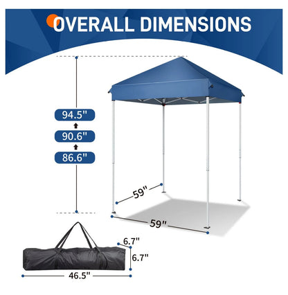 AetherLove 5x5 Pop Up Canopy Tent, Ez Up Outdoor Canopy Tent Instant Shelter with Carry Bag Straight Legs Patio Balcony Porch Backyard Garden,White