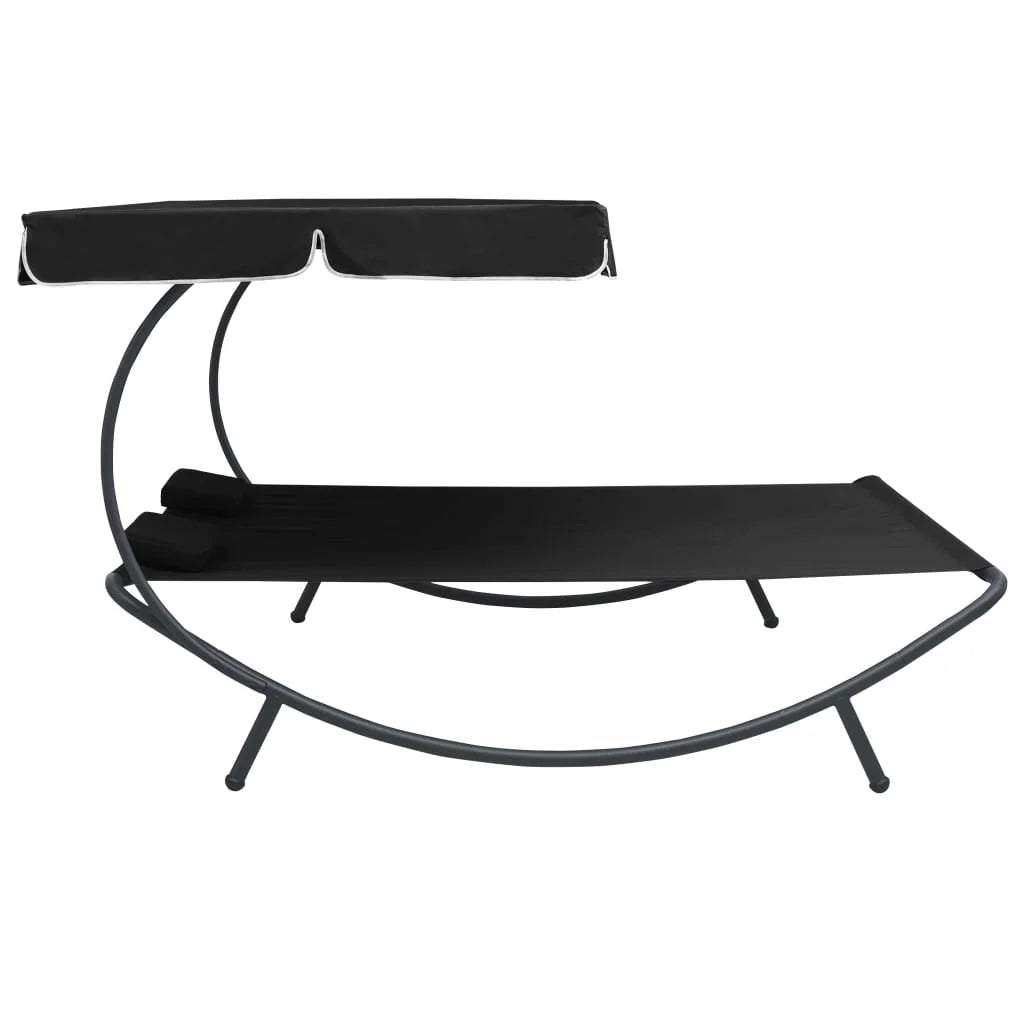 vidaXL Outdoor Double Chaise Lounge Patio Lounge Bed with Canopy and Pillows