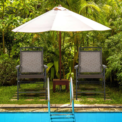 Gymax 2PCS Folding Chairs Patio Garden Outdoor w/Steel Frame Armrest Footrest