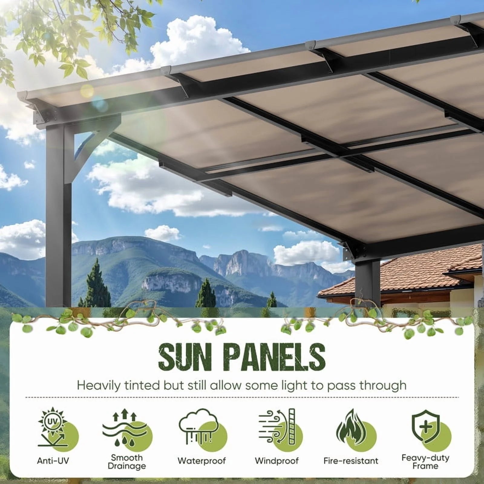 Homall 10 x 14 FT Outdoor Gazebo Wall Mounted Lean to Gazebo Pergola with Polycarbonate Roof Heavy Duty Metal Patio Awnings with Aluminum Frame for Patio, Backyard, Deck
