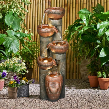 39.7’’H 5-Tier Relaxing Outdoor Indoor Garden Water Fountain Decor - for Contemporary Design for Garden, Patio, Deck, Porch, Backyard and Home Art Decor
