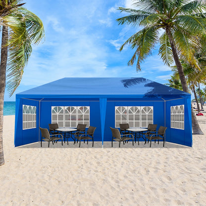 10'x20' Outdoor Party Tent with 6 Removable Sidewalls, Waterproof Canopy Patio Wedding Gazebo, Blue