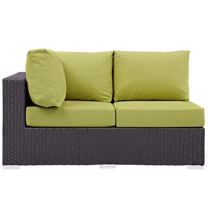 Modway Convene Outdoor Patio Left Arm Loveseat in Espresso Red