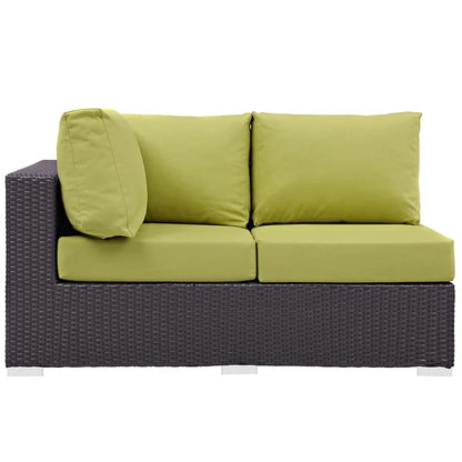 Modway Convene Outdoor Patio Left Arm Loveseat in Espresso Red