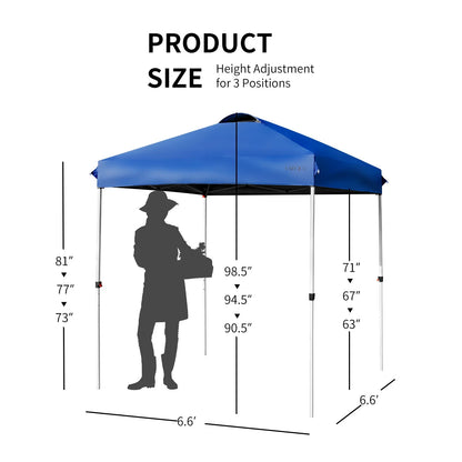 Patiojoy 6.6 x 6.6 Pop-up Canopy Tent Outdoor Camping Sun Shelter w/Portable Roller Bag & 4 Weight Bags Blue