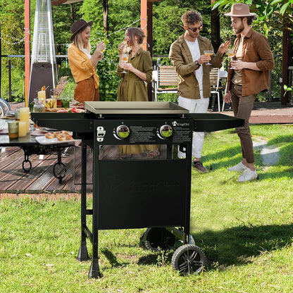 KingChii 2-Burner 19" Propane Griddle Outdoor Flat Top Gas Grill Griddle for Camping, Tailgating, BBQ, Parties, Backyard & Patio