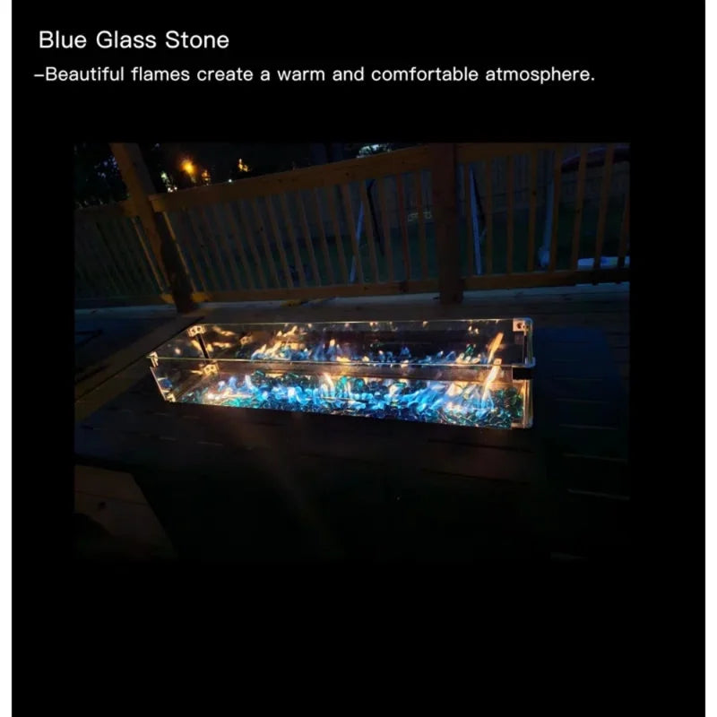 45 inch Propane Fire Pit Table,50000 BTU Gas Fire Pits Table with Lid & Lava Rock & Waterproof Cover, Outdoor Propane Firepit for Dining or Party, Outside, Patio, Garden, Yard
