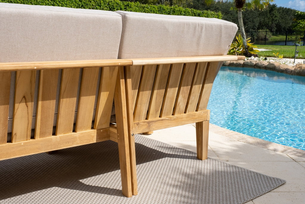 Laguna 4-Piece Eucalyptus Wood Outdoor Patio Conversation Sectional Set w/3-Piece Sectional and Coffee Table