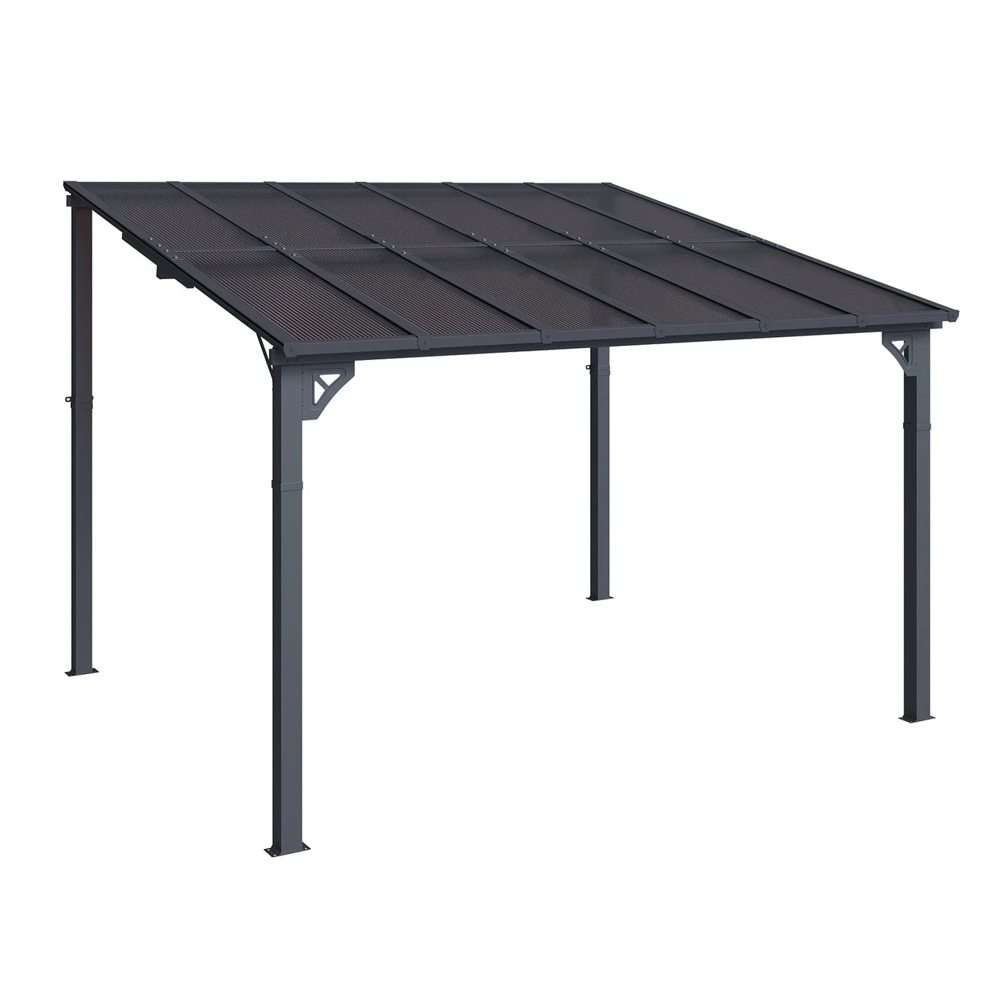 Sumnthink 10'x12' Gazebo for Patio, Gazebo Pergola with Sloped Roof, Large Wall-Mounted Heavy Duty Awnings, for Patio, Deck and Backyard