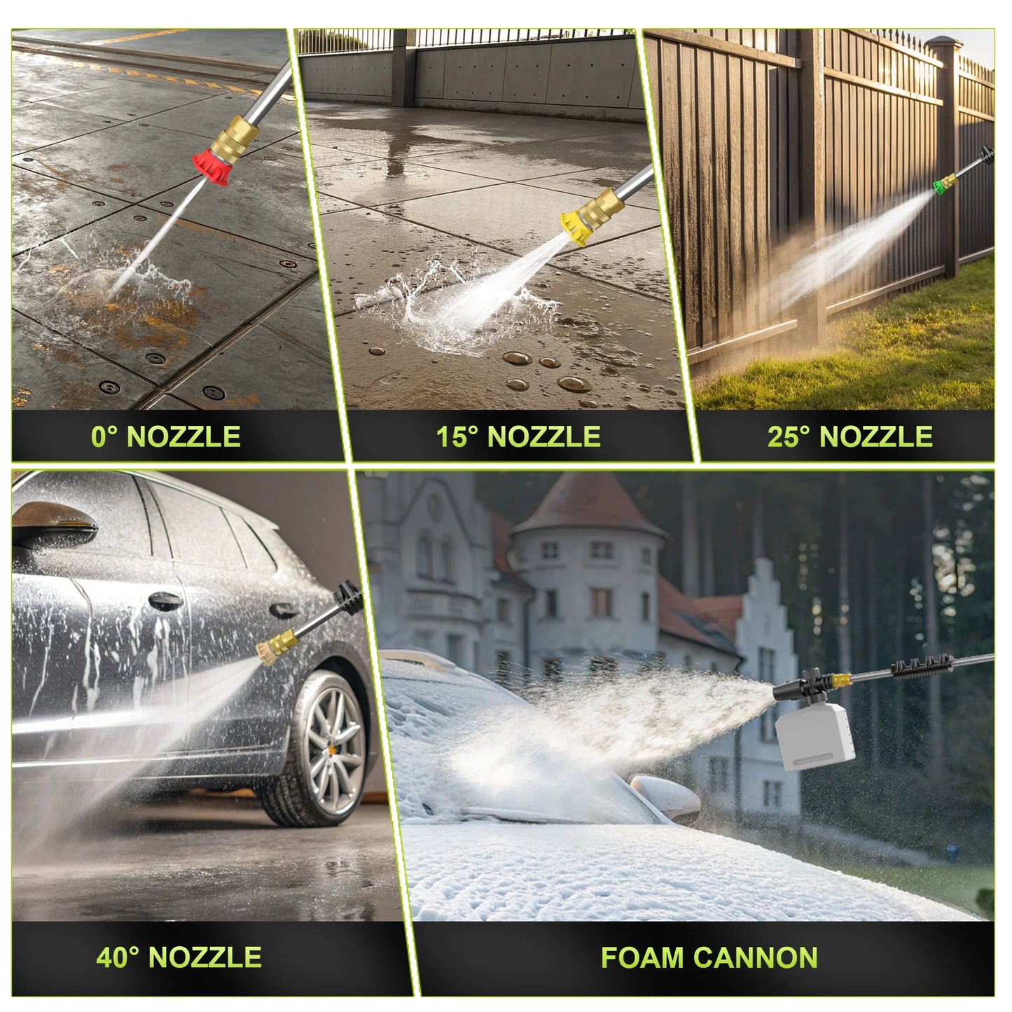 Gisam Electric High Pressure Washer, 4300 PSI 2.5 GPM, with 4 Quick Connect Nozzles, Foam Can, for Cars/Fences/Driveways/Patios/Home Cleaning