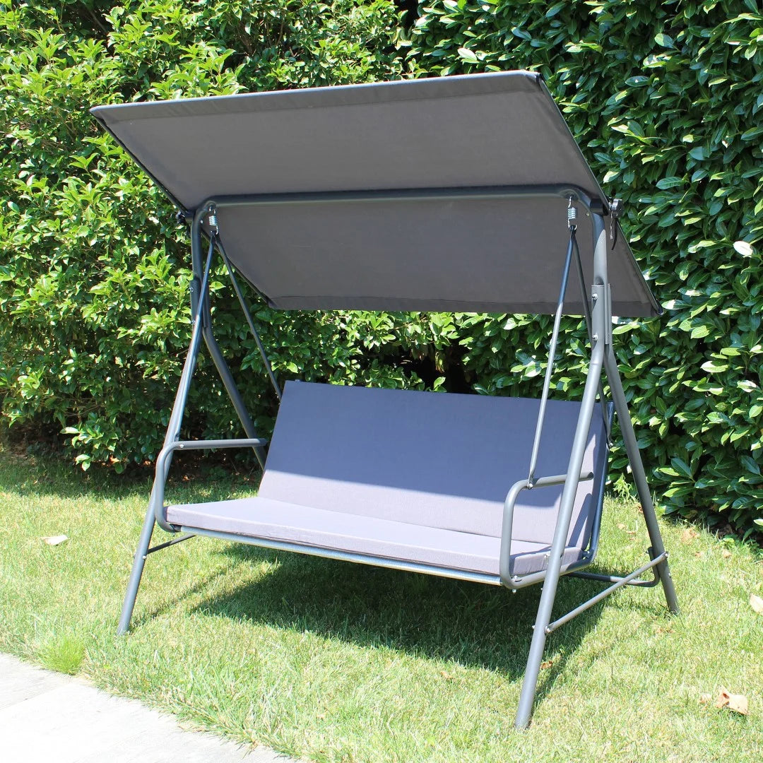 Made in Italy SUNJOY Outdoor Porch Swing, 2 Seat Patio Metal Swing with Adjustable Canopy