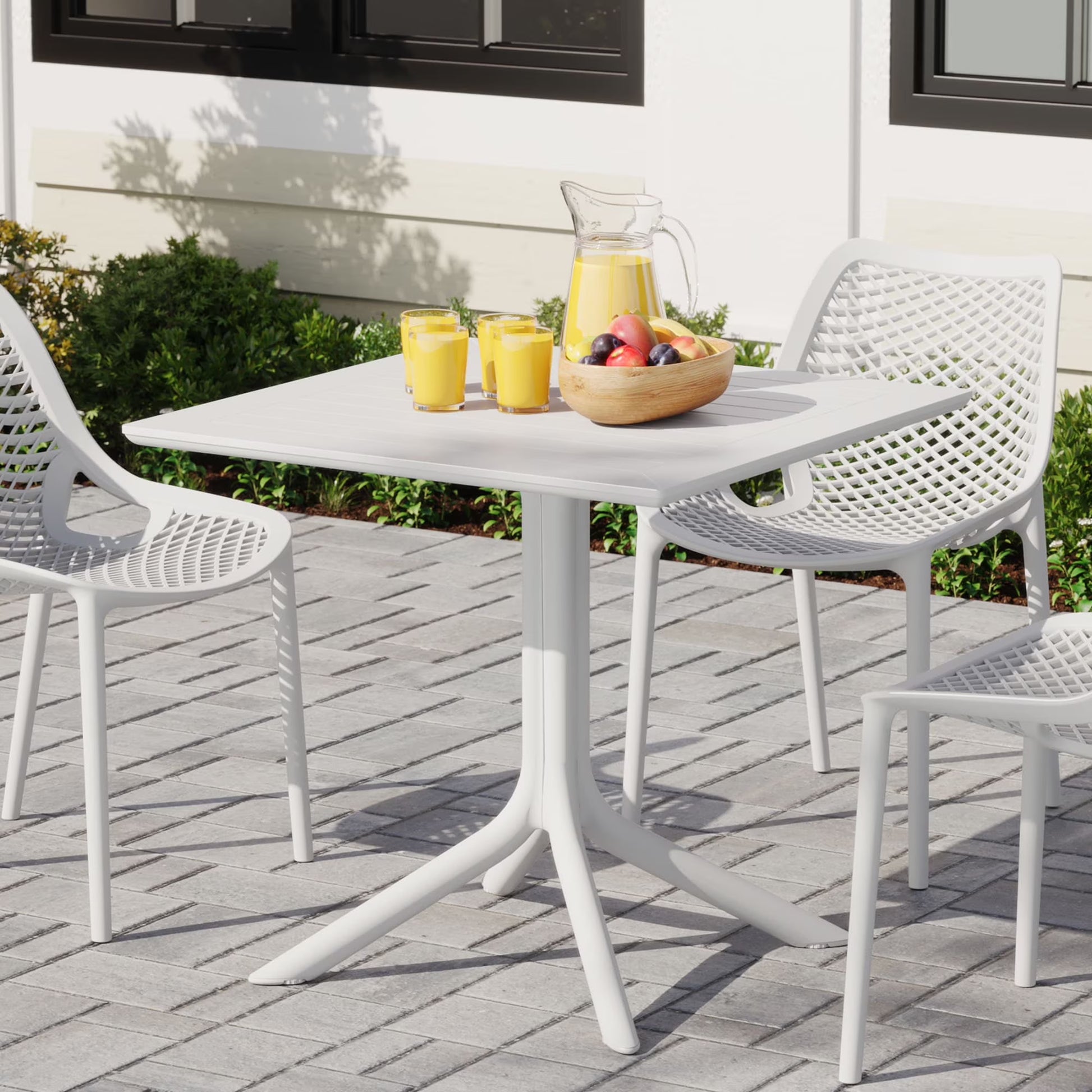 WestinTrends Playa 31.5" Square Outdoor Plastic Resin Patio Dining Table for 4, Red