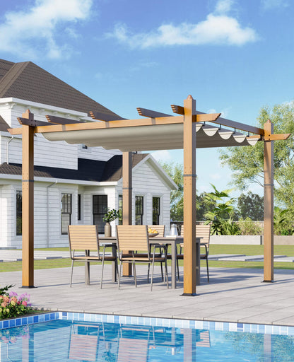 Huisuilinss Retractable Pergola,Aluminum Pergola,Outdoor Pergola,Metal Patio Pergola With Adjustable Canopy,Reinforced Frame Sun Shade Shelter For Backyard Porch Lawn Deck Garden