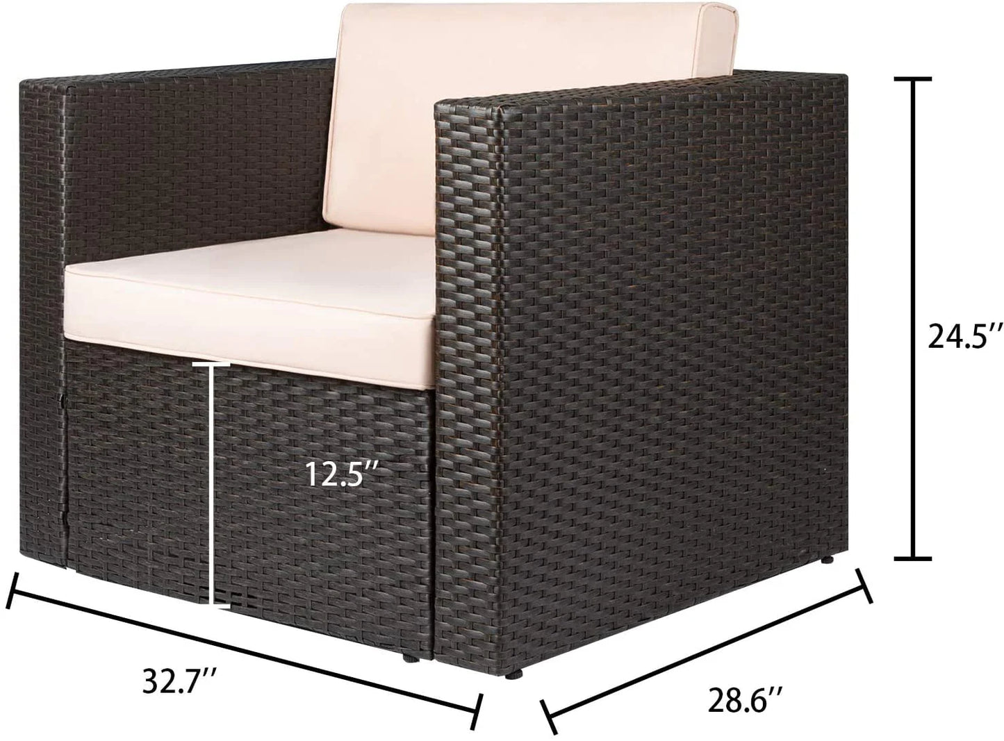 Devoko 1 Pieces Patio Furniture Sets All Weather Outdoor Sectional Sofa Manual Weaving Wicker Rattan Patio Set with Cushion, Beige