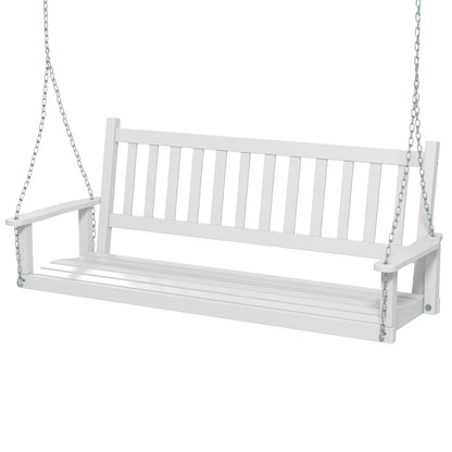 Costway 3-Person Wooden Outdoor Porch Swing Heavy Duty Patio Hanging Bench Chair White