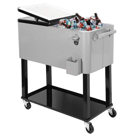 Clevr 80 Quart Quart Rolling Cooler Ice Chest Patio Outdoor Picnic Portable