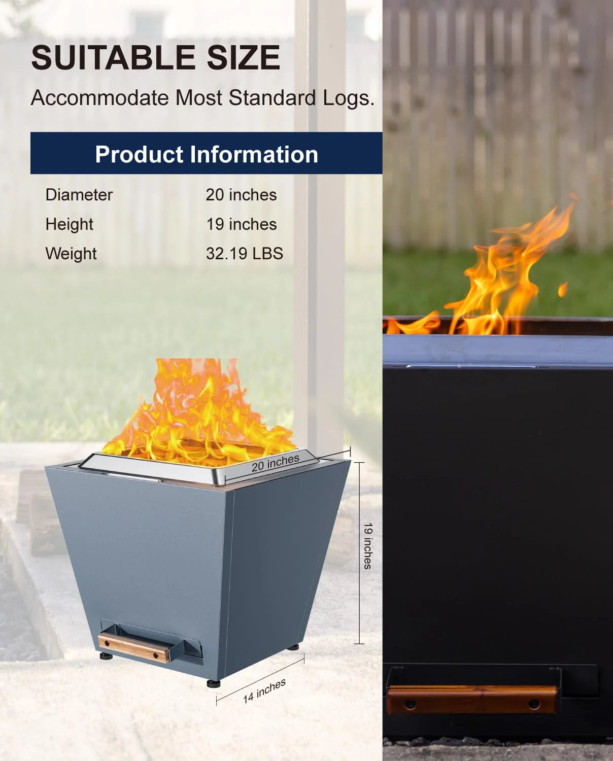 LEGACY HEATING Smokeless Fire Pit, Portable Outdoor Firepits 20 inch, Carry Handle for Backyard Patio Camping Bonfire, Stainless Steel, Ideal for 4-8 People, 32.19 lbs, Black, Cyberpit One