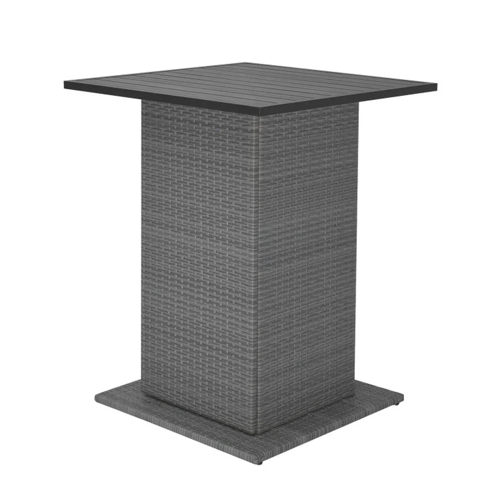 Topcobe 5 Pieces Outdoor Wicker Bar Table Set with Hidden Storage Shelves, Outdoor Patio Furniture for Garden Backyard Pool Deck-White