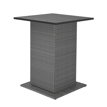 Topcobe 5 Pieces Outdoor Wicker Bar Table Set with Hidden Storage Shelves, Outdoor Patio Furniture for Garden Backyard Pool Deck-White