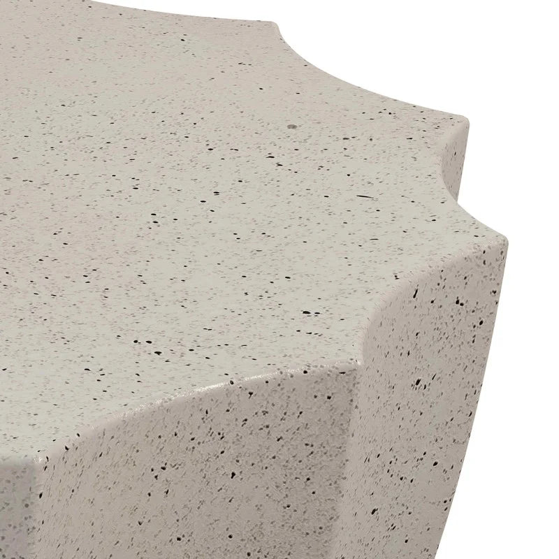 FFH 35.43" Coffee Table for Indoor & Outdoor, Modern Cement Table for Living Room, Patio, Backyards, White