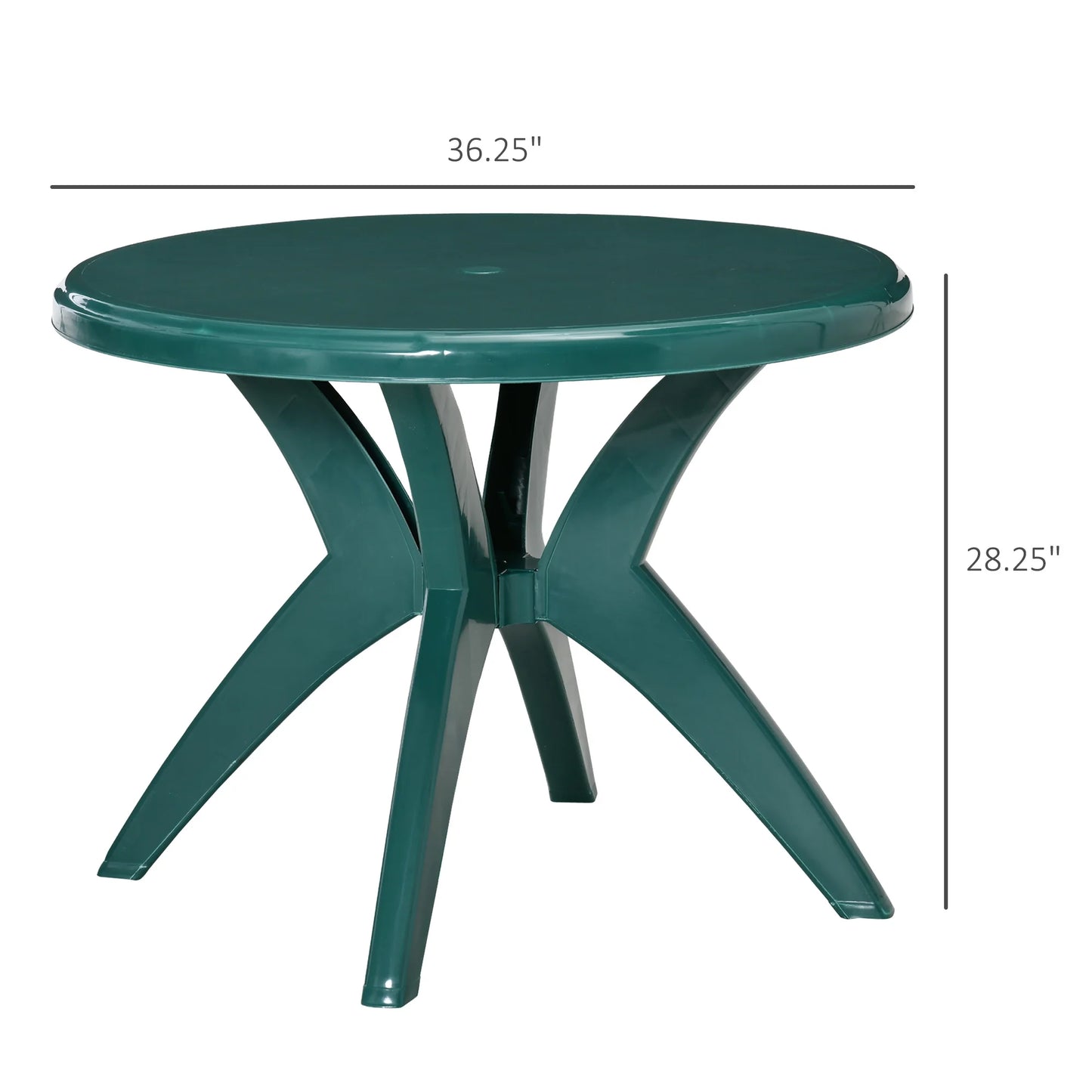 SKTPI Outdoor Plastic Dining Table w/Umbrella Hole, Outdoor End Table, Patio Coffee Bistro Table for Indoor, Garden, Porch, Balcony, White