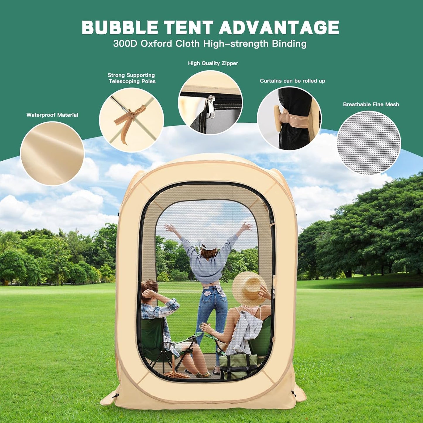 Slsy Screen House Tent Pop-Up, Portable Screen Room Canopy Instant Screen Tent Outdoor Camping Tent with Carry Bag for Patio, Backyard, Deck & Outdoor Activities
