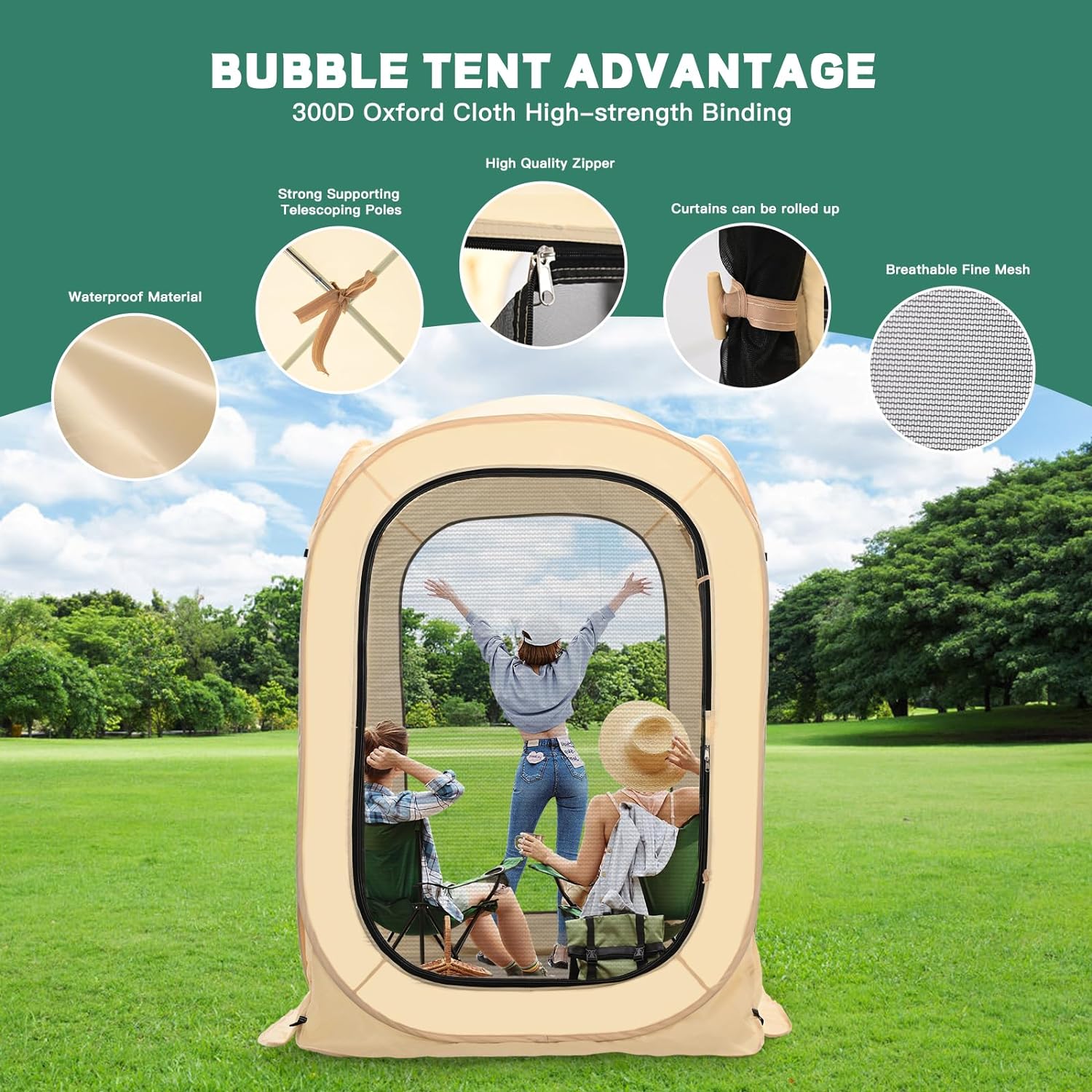 Slsy Screen House Tent Pop-Up, Portable Screen Room Canopy Instant Screen Tent Outdoor Camping Tent with Carry Bag for Patio, Backyard, Deck & Outdoor Activities