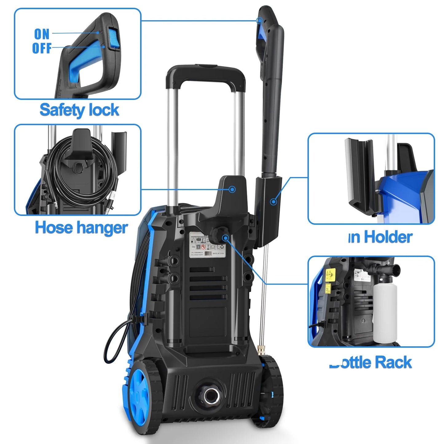 Electric Pressure Washer Power Washer - 4800PSImax 2.8GPM Wash Machine Electric Powered with Foam Cannon for Car, Floor, Garage, Patio Washing