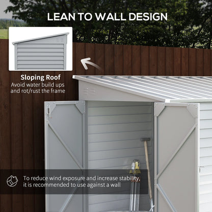 Outsunny 4.6' x 9' Metal Outdoor Storage Shed, Garden Utility Tool House with Double Lockable Doors for Backyard, Patio, Lawn, Garage, White